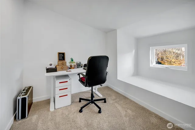 a view of a furniture in a room