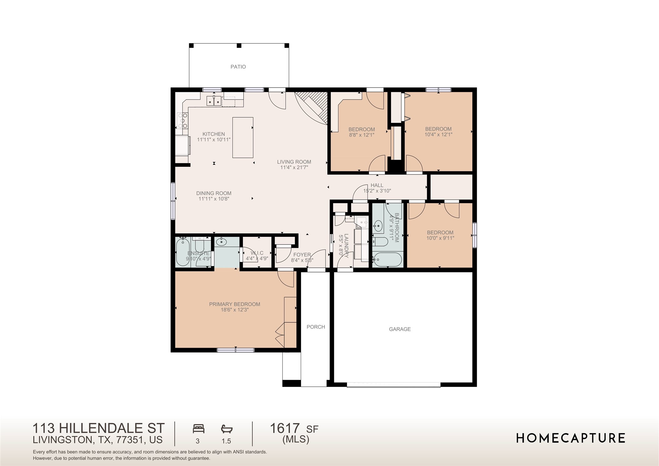 113 Hillendale Street Livingston, TX 77351 - Photo 36 of 36 One story floor plan | 1,617 sf