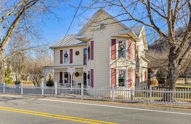 front view of a building with a street