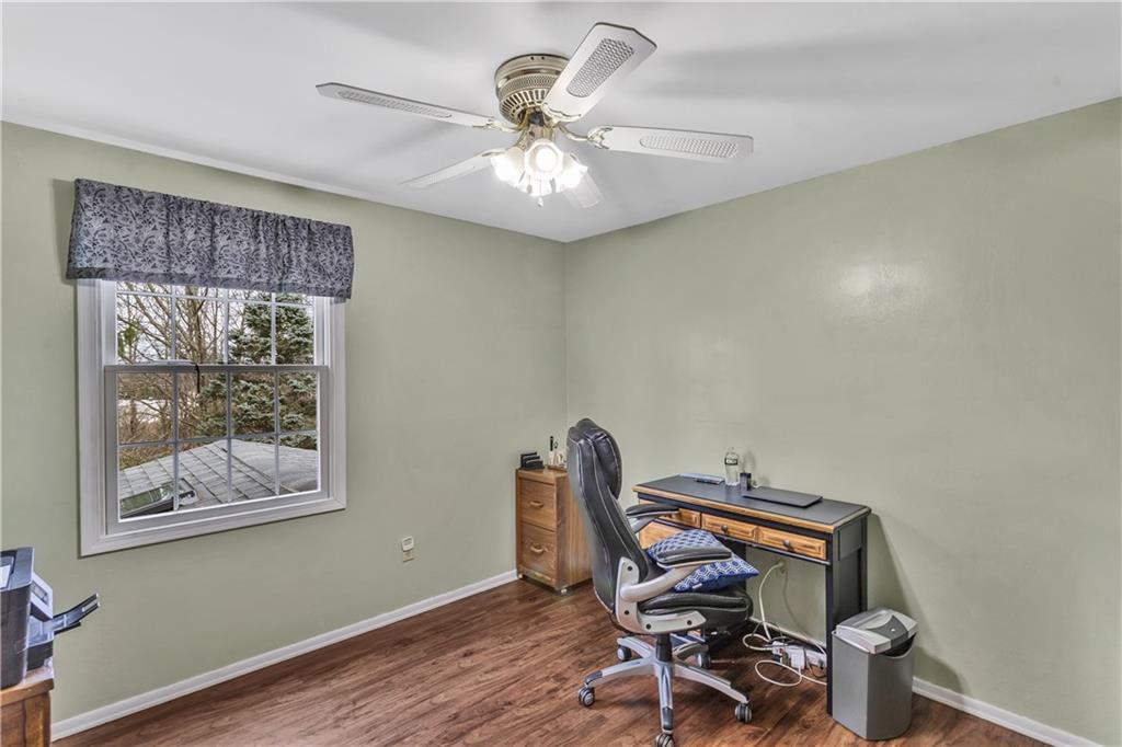 9 Quail Court Export, PA 15632 - Photo 29 of 35 Rear Facing 10x10 Bedroom #4 on Upper Level with Ceiling Fan, Currently Used as Home Office.
