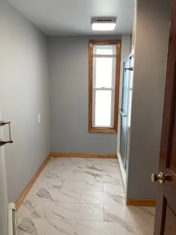 a bathroom with a window