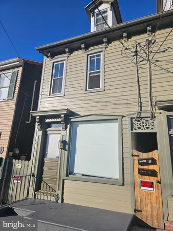 a view of a building with a door
