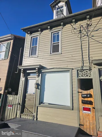 a view of a building with a door