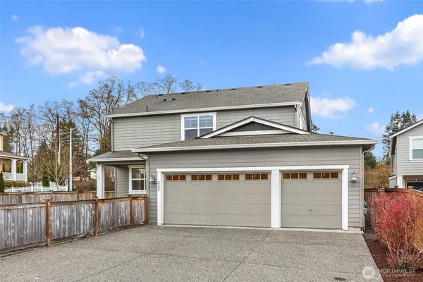 front view of a house with a garage