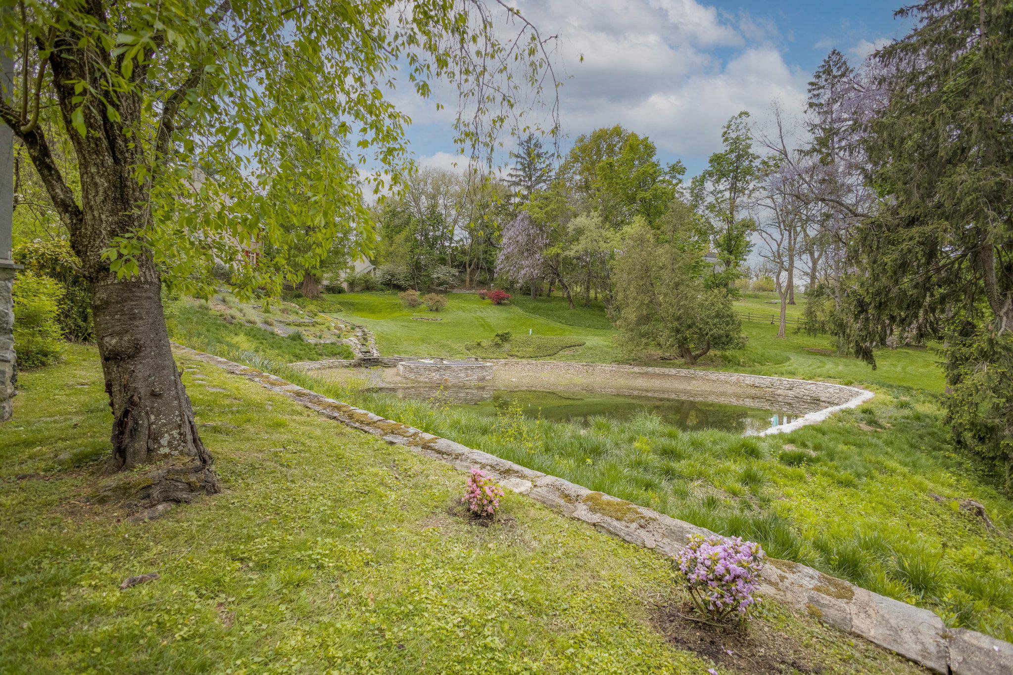 91 East Bells Mill Road Philadelphia, PA 19118 - Photo 28 of 29 View from side yard of neighbor's pond