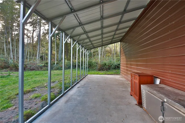 a view of a porch with furniture