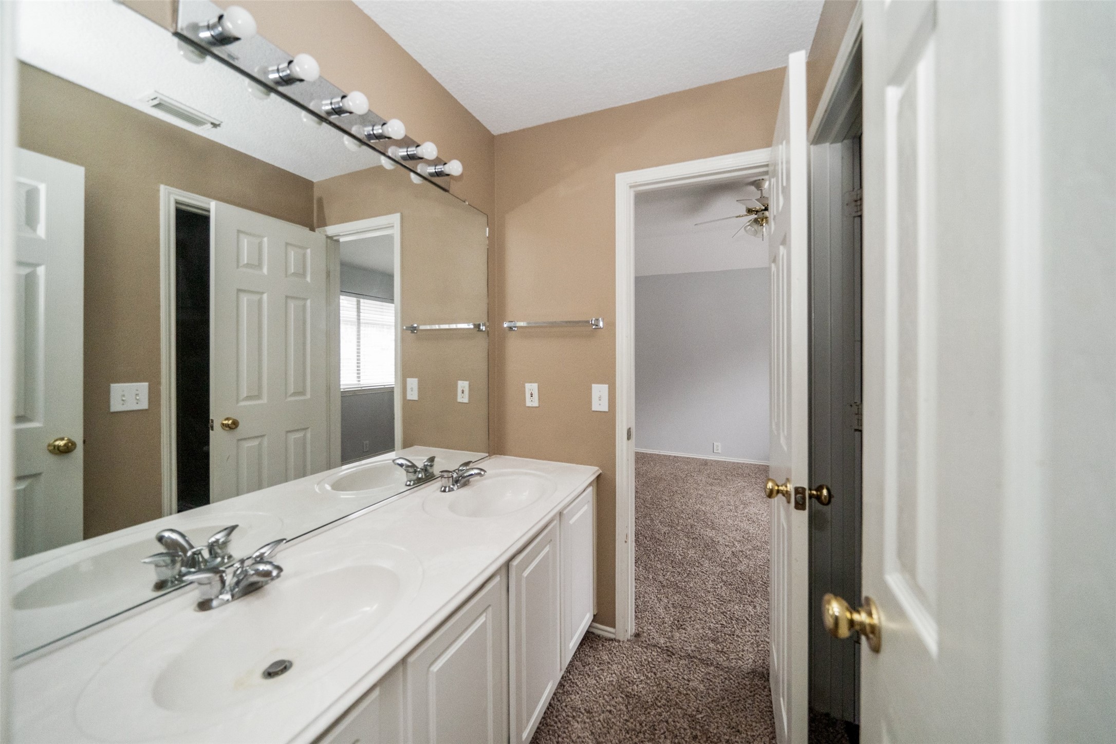 11534 Alpena Lane Houston, TX 77095 - Photo 16 of 28 a bathroom with a double vanity sink mirror and shower