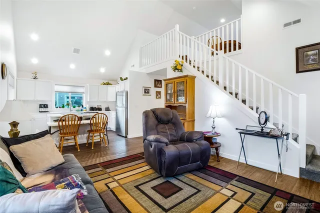 a living room with furniture