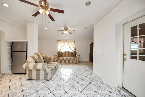 a living room with furniture