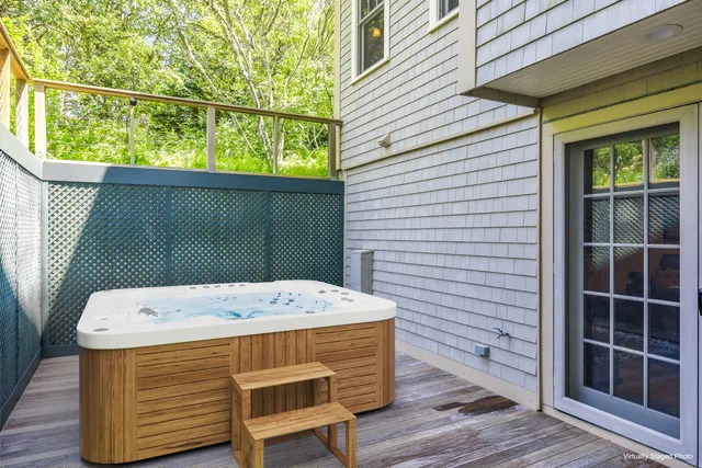 a view of a wooden deck