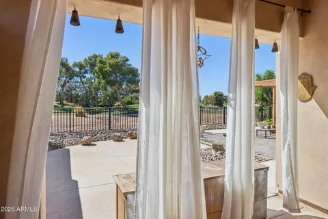 a view of a terrace with chairs