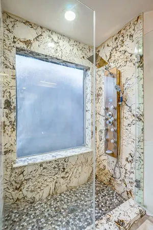 a bathroom with a shower