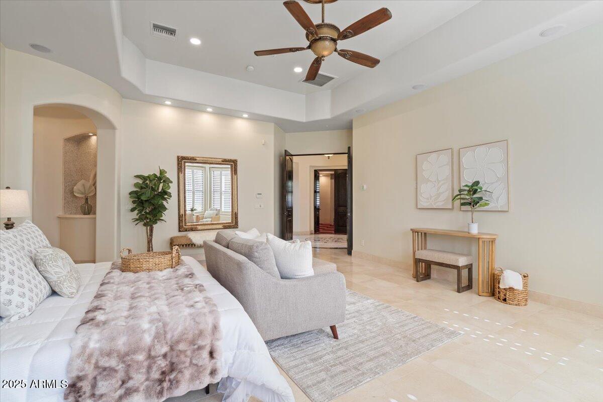 4037 North Pinnacle Hills Circle Mesa, AZ 85207 - Photo 32 of 195 a living room with furniture and a fireplace