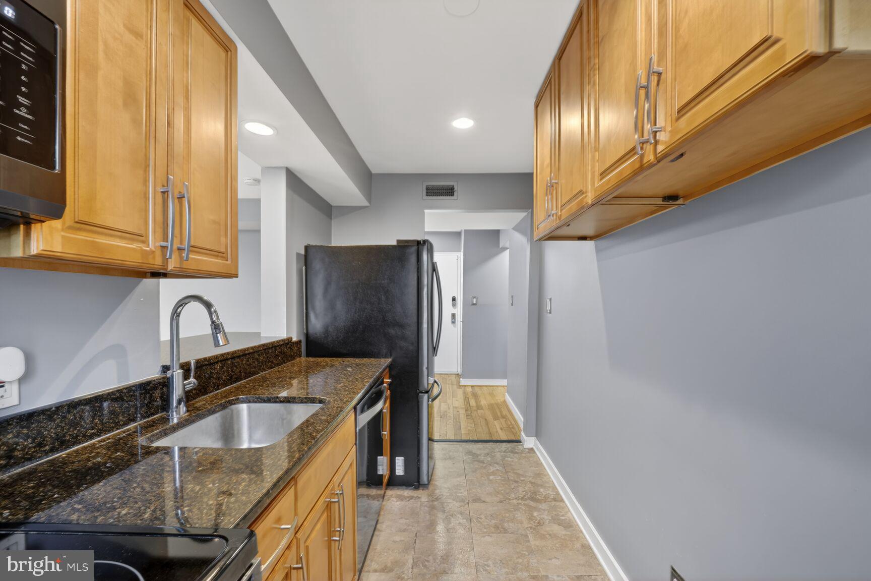 2248 Washington Avenue, Unit 101 Silver Spring, MD 20910 - Photo 11 of 23 a kitchen with granite countertop a sink a stove and refrigerator