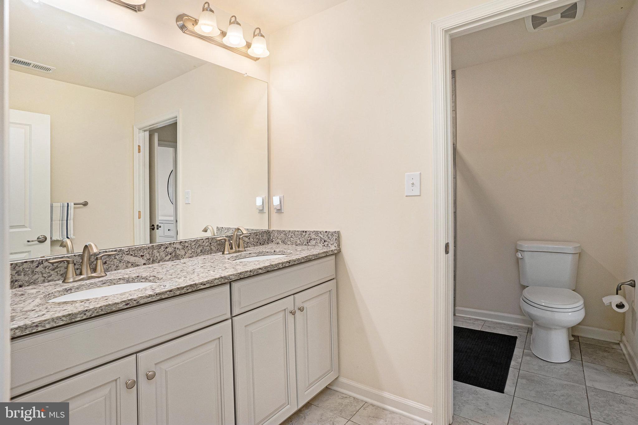 421 Lee Place Exton, PA 19341 - Photo 39 of 58 a bathroom with a granite countertop sink and a toilet