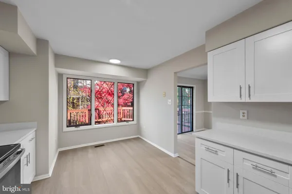 a view of small space with wooden floor