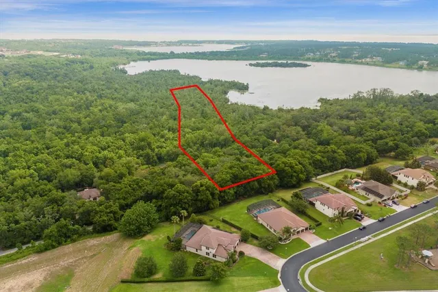 a view of a field with an ocean