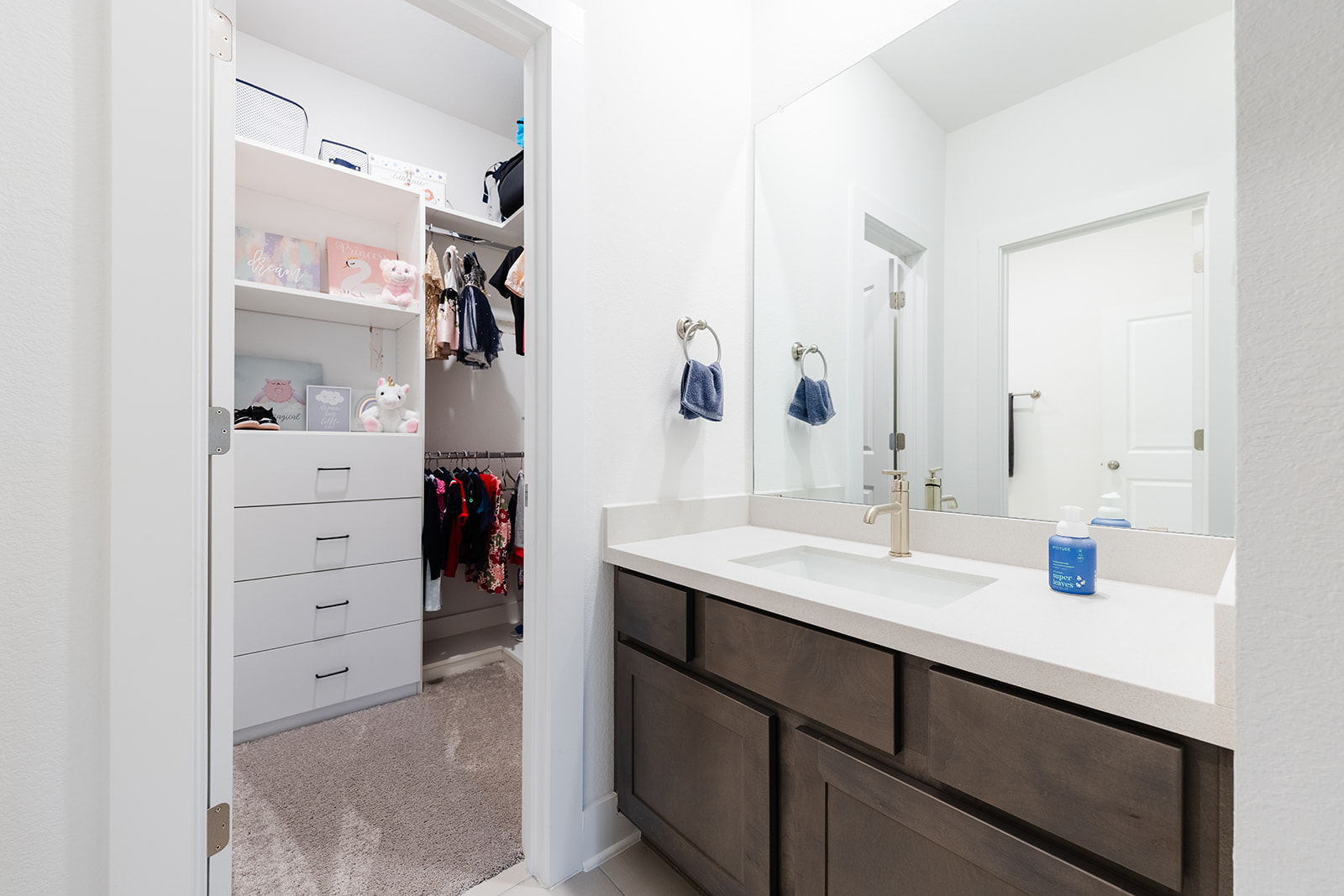 2905 Canto Trace Leander, TX 78641 - Photo 30 of 40 a bathroom with a sink vanity and a mirror