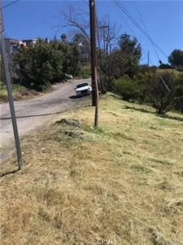 a view of a yard with an trees