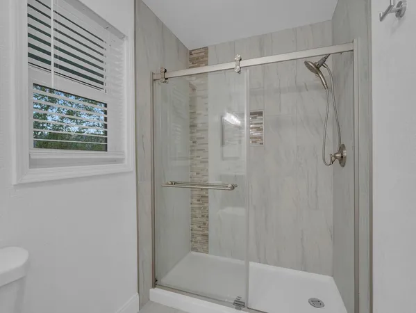 a bathroom with a shower