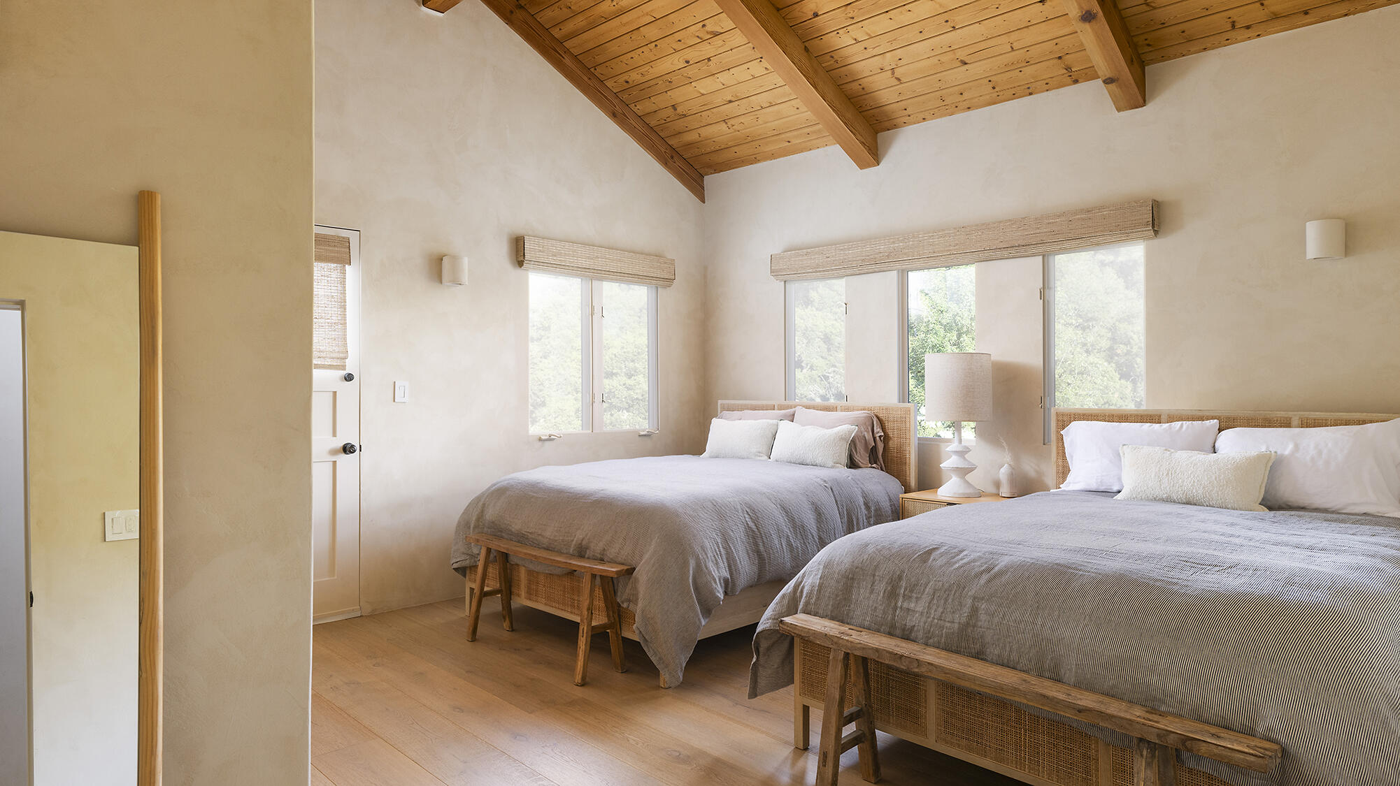 1545 San Roque Road Santa Barbara, CA 93105 - Photo 28 of 60 a bedroom with two beds and large windows