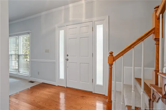a view of an entryway with staircase