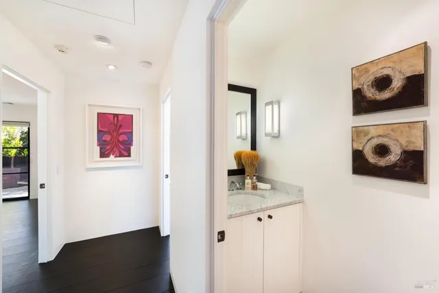a view of kitchen with wooden floor