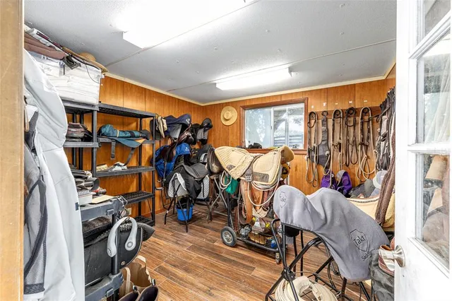 a view of a swimming pool with a yard