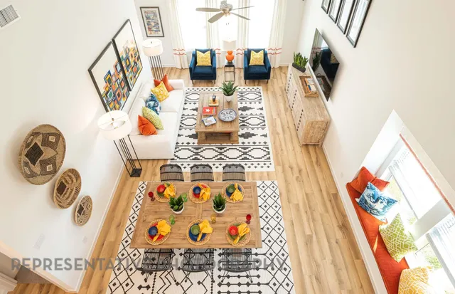 a view of living room with furniture and flat screen tv