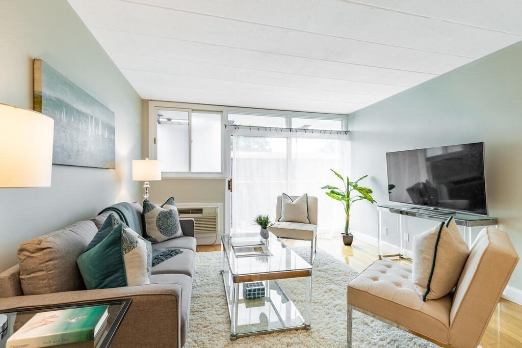 345 Harvard Street, Unit 3C Cambridge, MA 02138 - Photo 5 of 21 a living room with furniture and a flat screen tv
