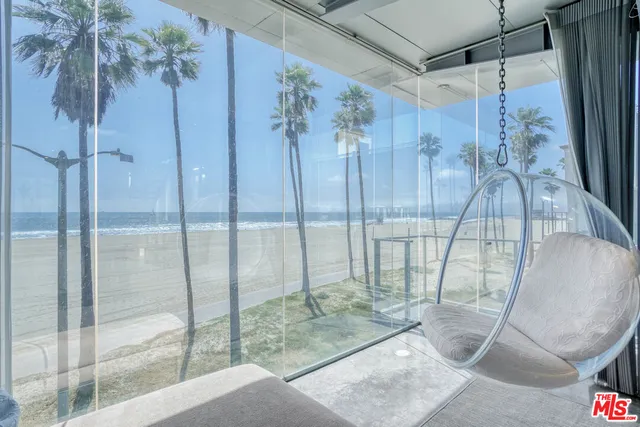 a view of water with a balcony