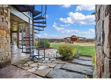 a view of a porch with a yard