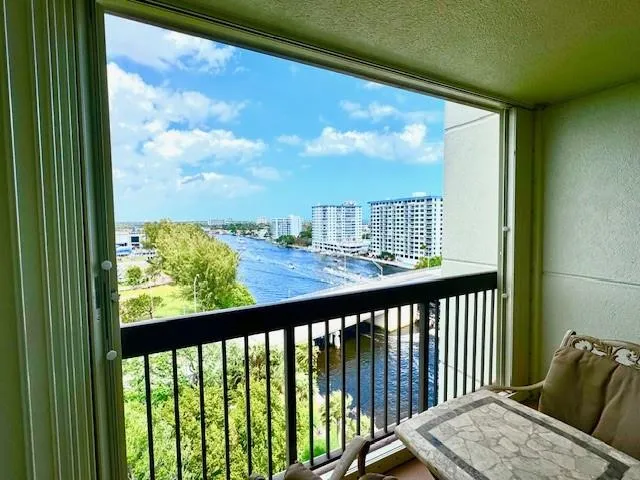 a view of city from a balcony