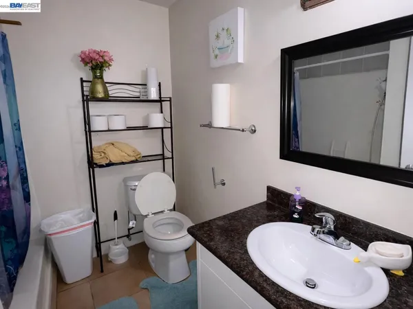 a bathroom with a toilet a sink and mirror