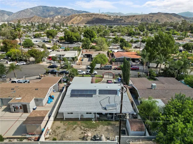 a view of a city with mountains