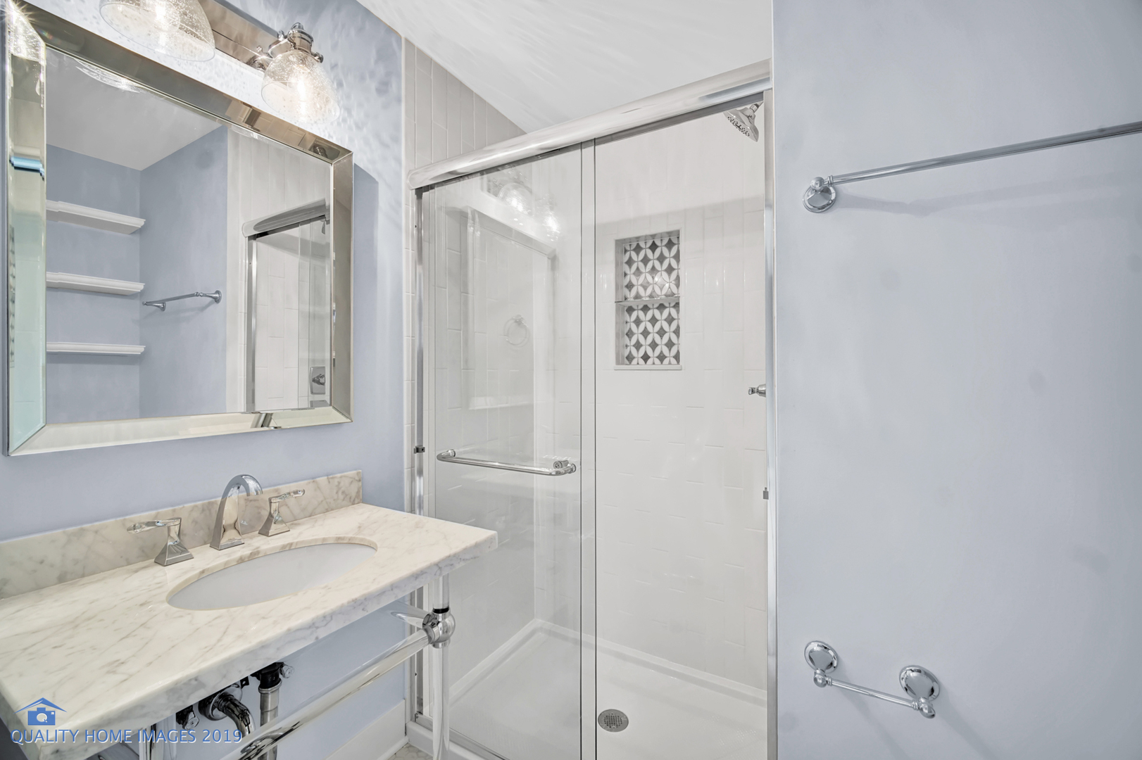 215 North Summit Street Wheaton, IL 60187 - Photo 11 of 36 a bathroom with a granite countertop sink and a mirror