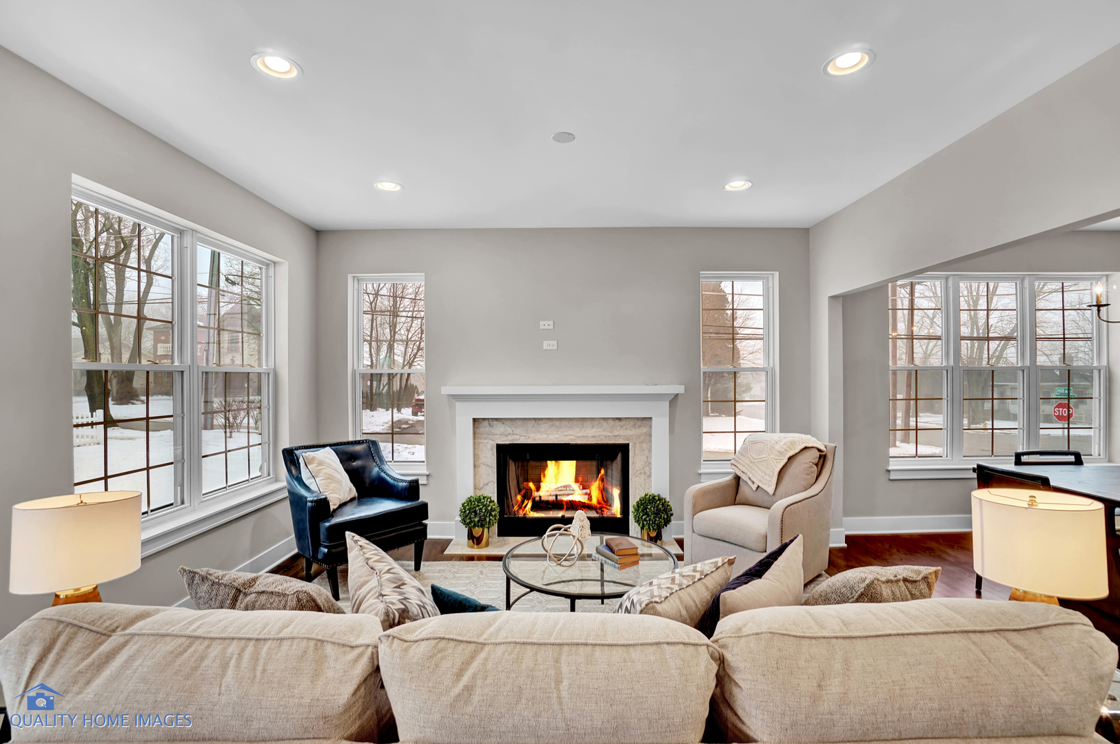 215 North Summit Street Wheaton, IL 60187 - Photo 8 of 36 a living room with furniture and a fireplace