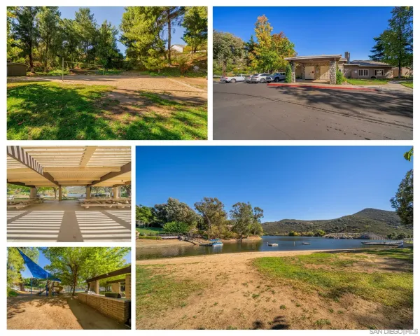 a view of a lake with houses