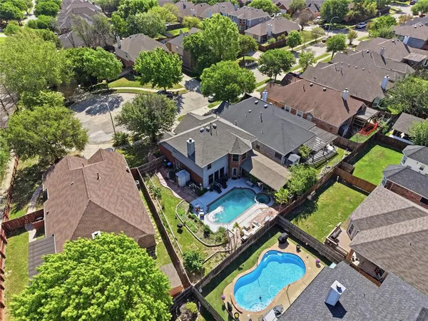 an aerial view of a house