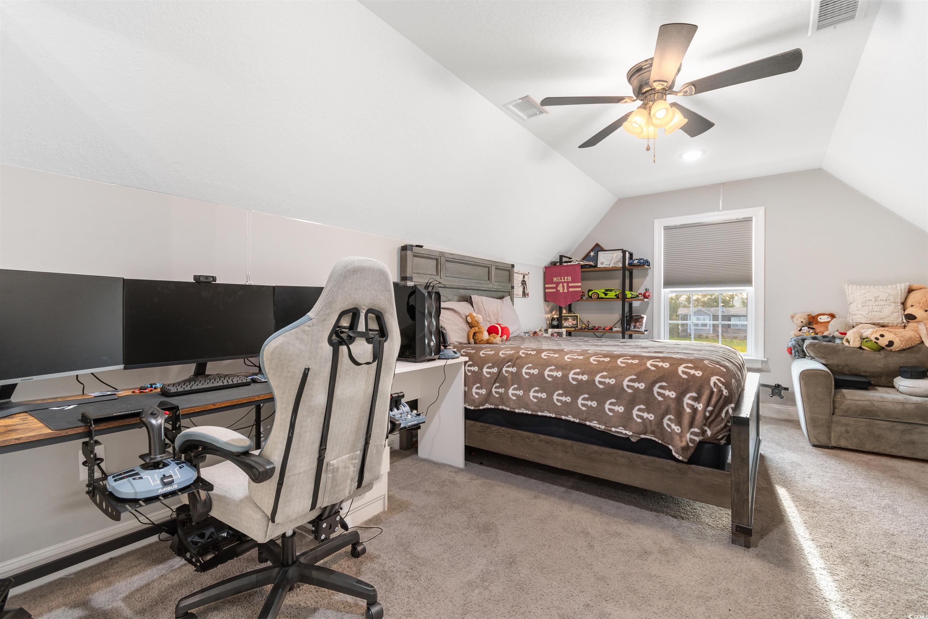 2299 Vaught Road Galivants Ferry, SC 29544 - Photo 26 of 40 Carpeted bedroom featuring ceiling fan and lofted
