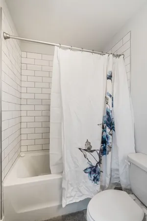 a bathroom with a toilet and a bathtub