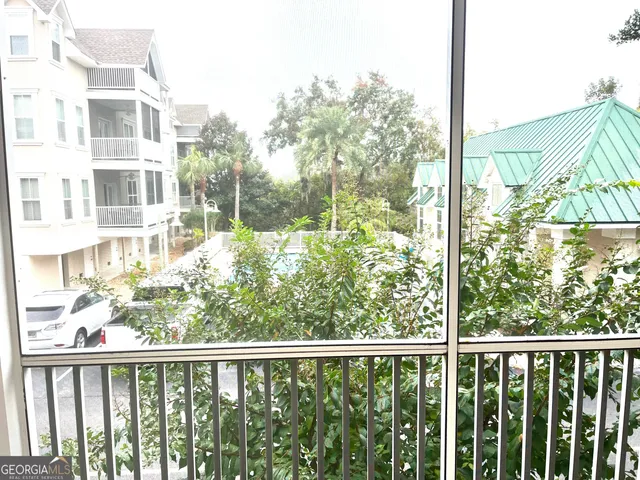 a view of a building from a window