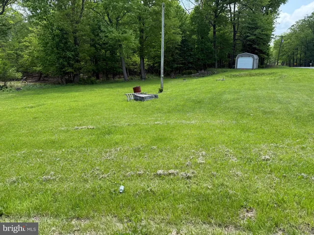 a view of a backyard with a slide