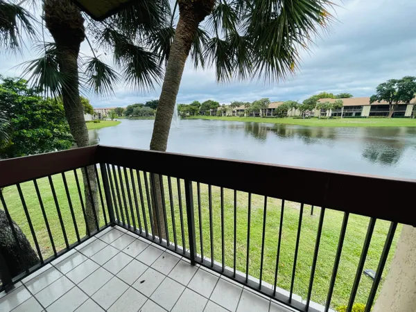 a view of lake from a balcony