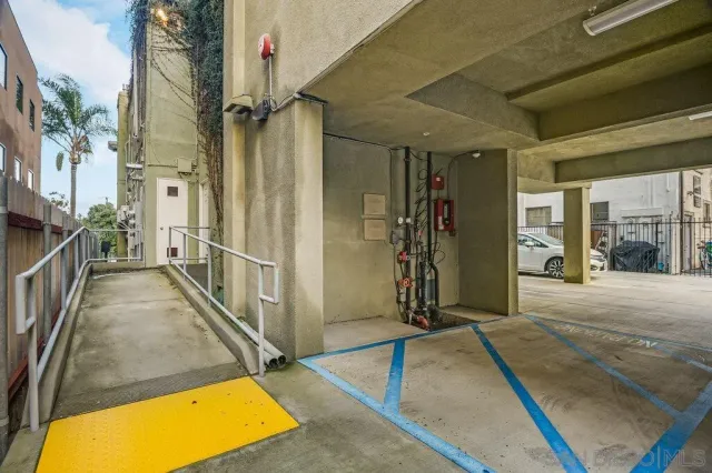 a car parked in front of a building
