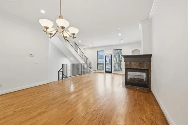 a view of livingroom with wooden floor