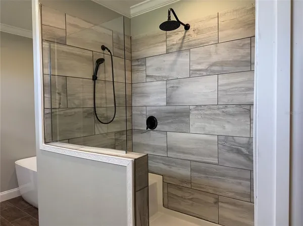 a bathroom with a shower