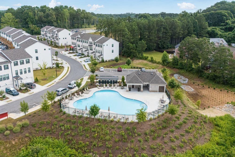 66 Wilder Ridge Way Lawrenceville, GA 30044 - Photo 37 of 44 an aerial view of residential house with outdoor space and swimming pool