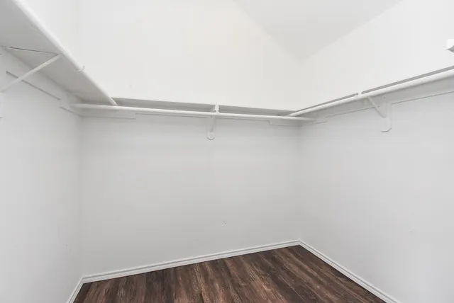 a view of an empty walk in closet