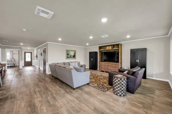 a living room with furniture